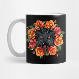 Satanic Cat with Roses Mug
